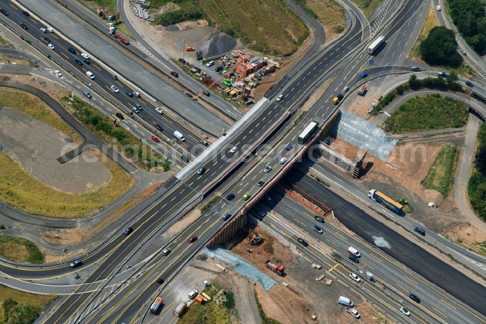 Aerial image Köln - Construction to extend the traffic flow at the intersection- motorway A 1 in the district Niehl in Cologne in the state North Rhine-Westphalia, Germany