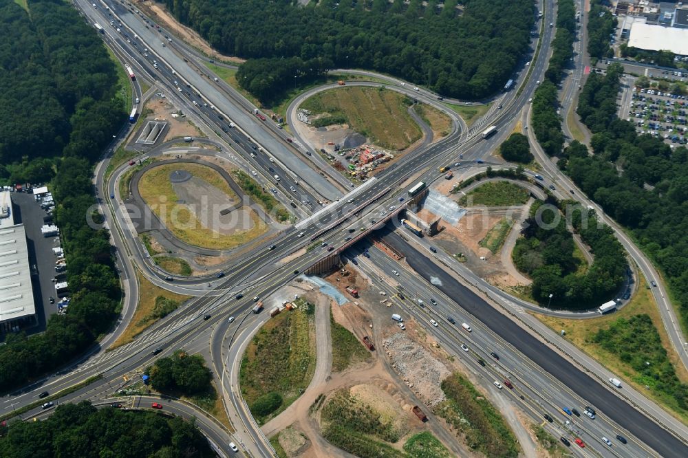 Aerial photograph Köln - Construction to extend the traffic flow at the intersection- motorway A 1 in the district Niehl in Cologne in the state North Rhine-Westphalia, Germany