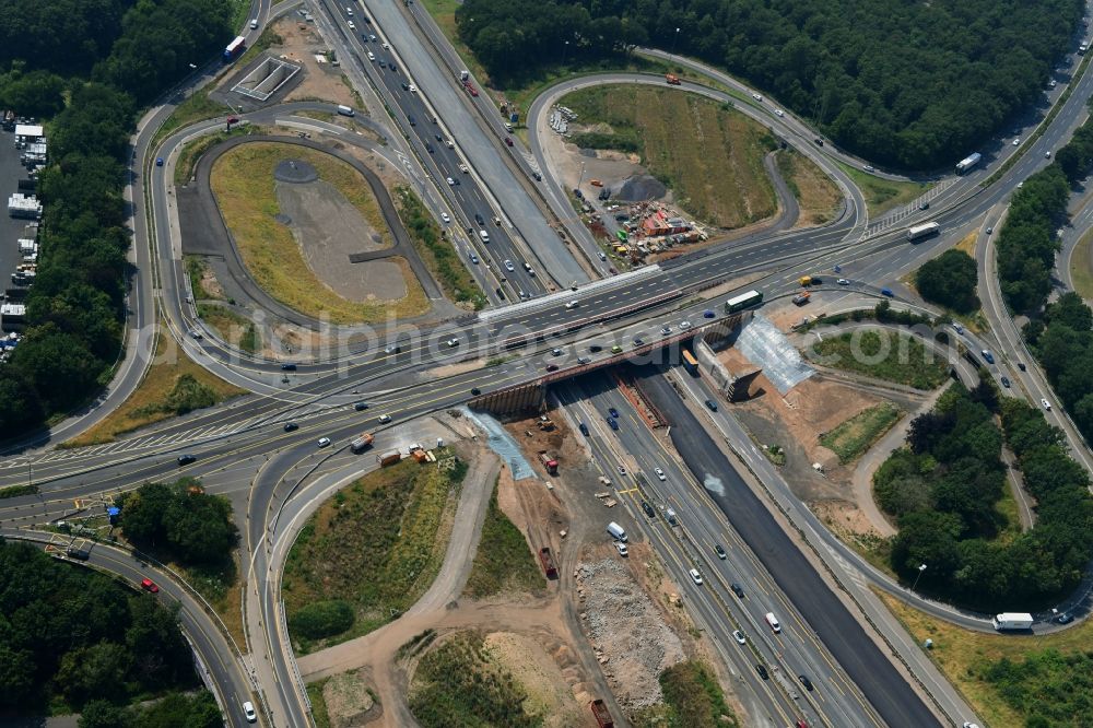 Köln from above - Construction to extend the traffic flow at the intersection- motorway A 1 in the district Niehl in Cologne in the state North Rhine-Westphalia, Germany