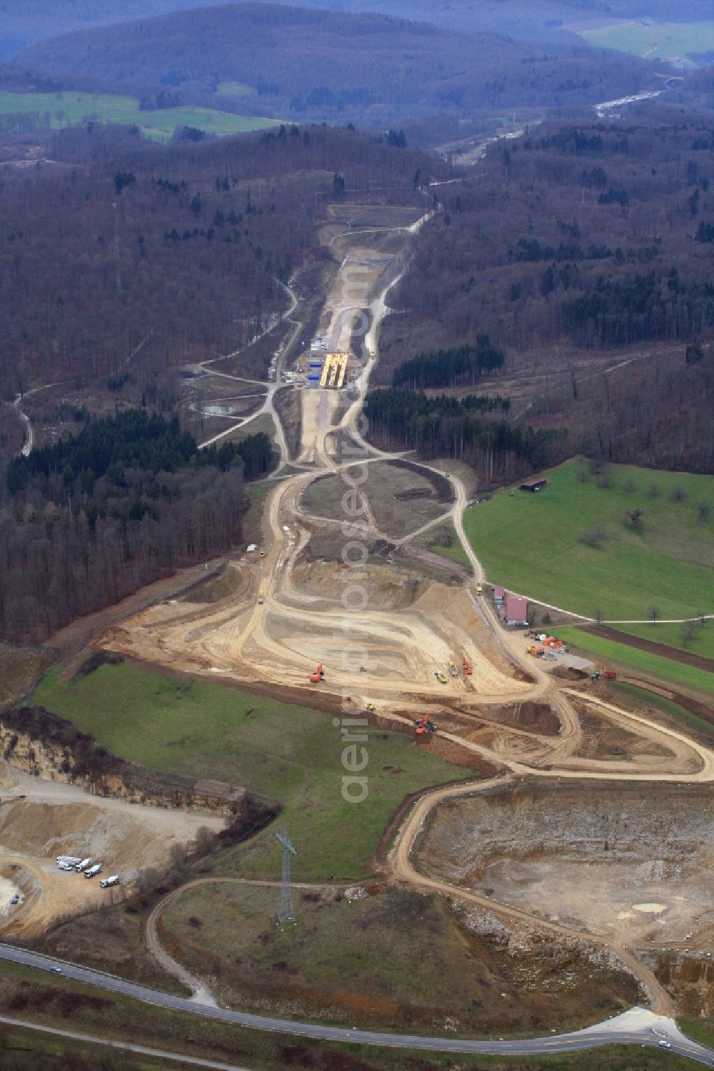 Aerial photograph Rheinfelden (Baden) - Construction to extend and continue the motorway A 98 in Rheinfelden (Baden) in the state Baden-Wuerttemberg