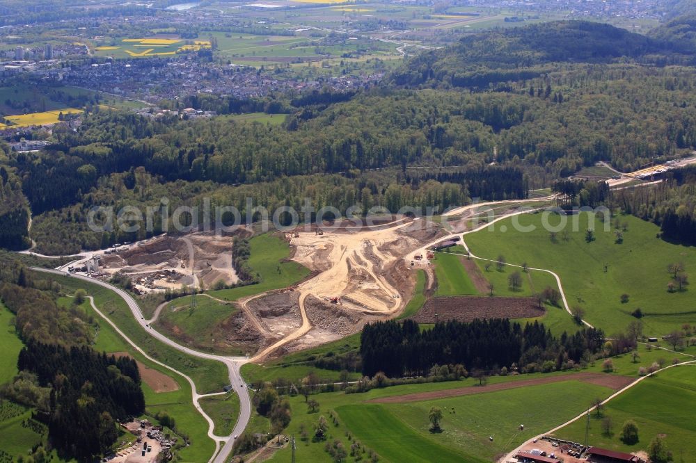 Rheinfelden (Baden) from the bird's eye view: Construction to extend and continue the motorway A 98 in Rheinfelden (Baden) in the state Baden-Wuerttemberg