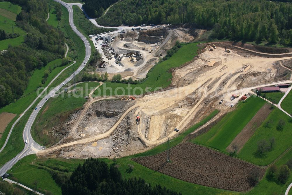 Aerial image Rheinfelden (Baden) - Construction to extend and continue the motorway A 98 in Rheinfelden (Baden) in the state Baden-Wuerttemberg