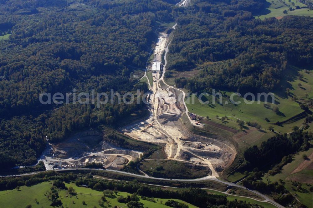 Rheinfelden (Baden) from above - Construction to extend and continue the motorway A 98 in Rheinfelden (Baden) in the state Baden-Wuerttemberg