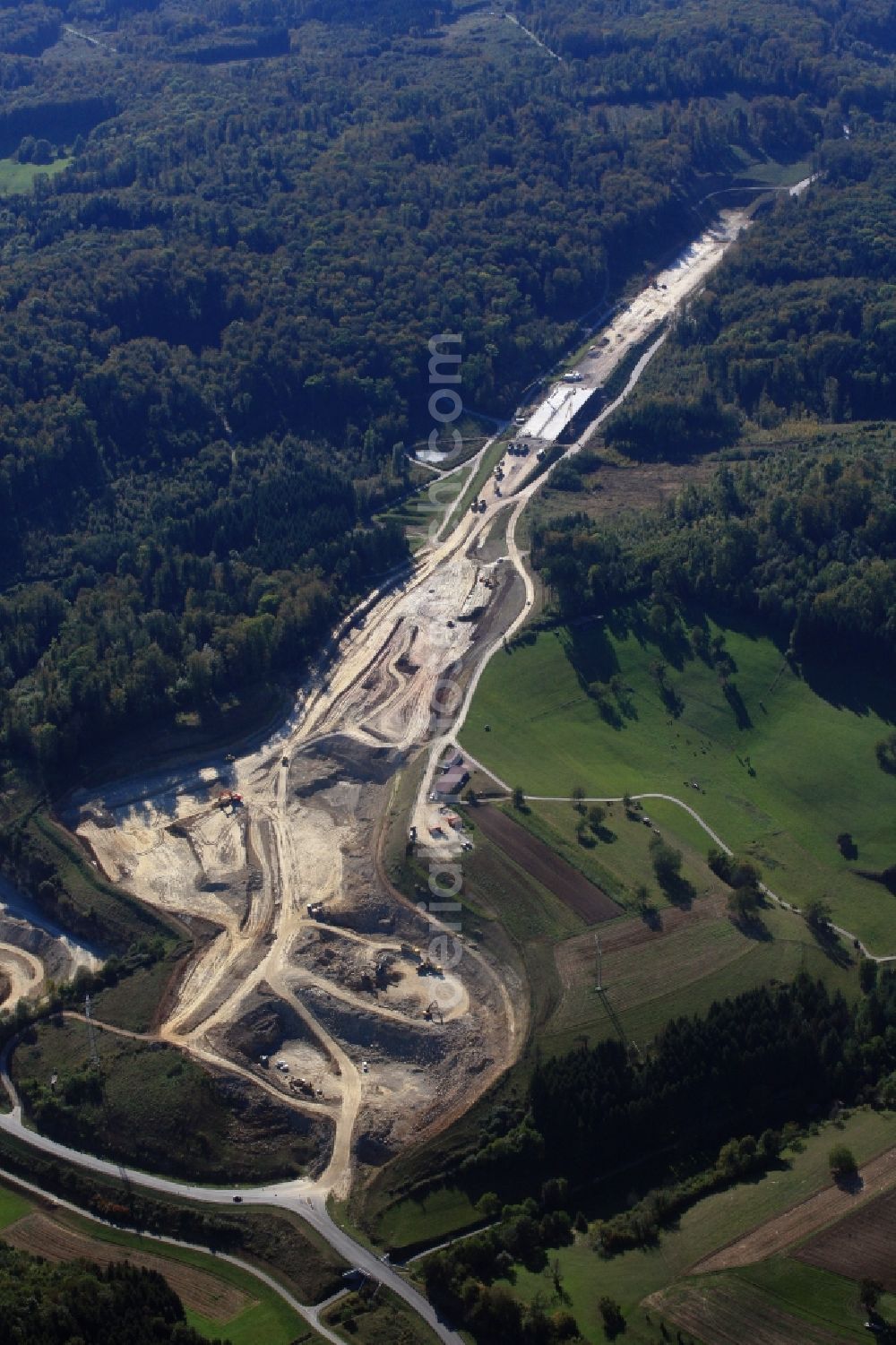 Rheinfelden (Baden) from the bird's eye view: Construction to extend and continue the motorway A 98 in Rheinfelden (Baden) in the state Baden-Wuerttemberg