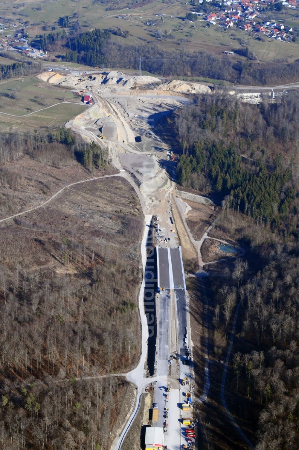 Aerial photograph Rheinfelden (Baden) - Construction works to extend and continue the motorway A 98 in Rheinfelden (Baden) in the state Baden-Wurttemberg