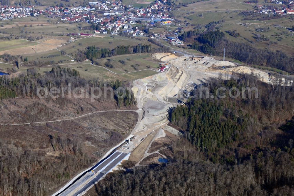 Rheinfelden (Baden) from above - Construction works to extend and continue the motorway A 98 in Rheinfelden (Baden) in the state Baden-Wurttemberg