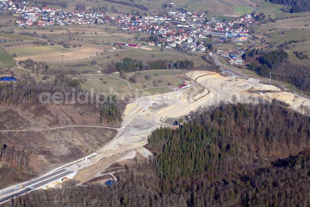 Rheinfelden (Baden) from the bird's eye view: Construction works to extend and continue the motorway A 98 in Rheinfelden (Baden) in the state Baden-Wurttemberg