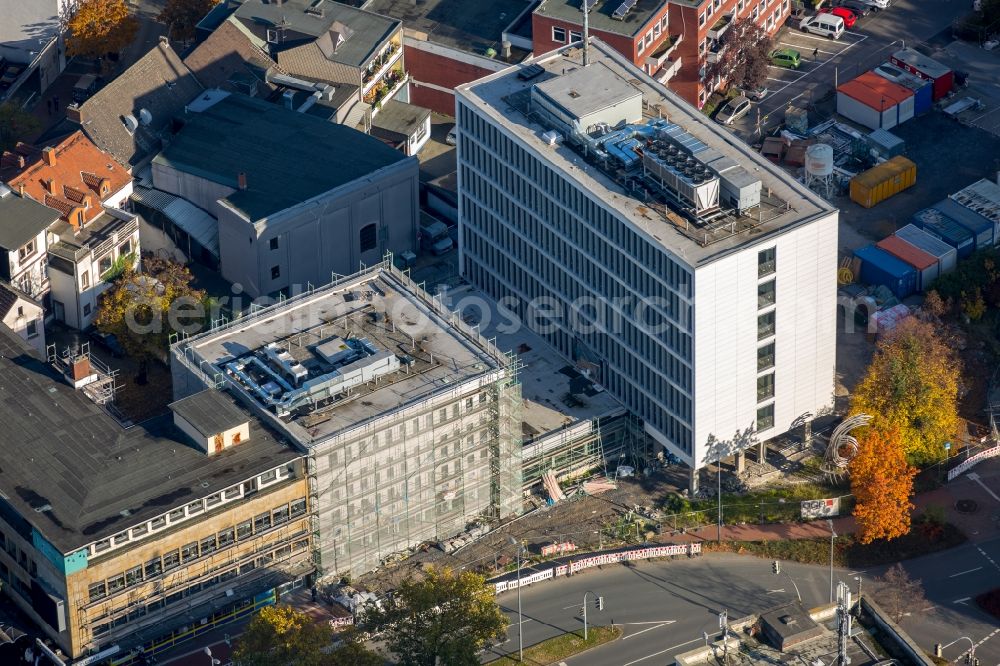 Hamm from the bird's eye view: Construction site at the administration building of the utilities of the city in Hamm in the state North Rhine-Westphalia