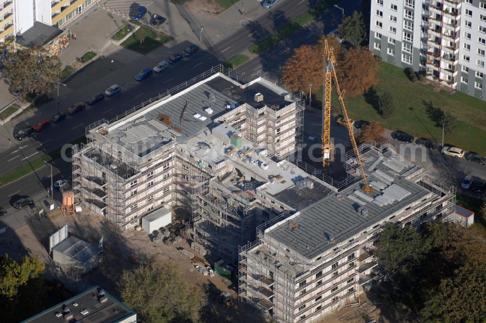 Aerial image Magdeburg - Baustelle Vitanas Senioren Centrum Elbblick inder Jakobstrasse in Magdeburg. Die Fertigstellung ist für den Frühsommer 2008 bestimmt. Adresse: Jakobstraße 20, 39104 Magdeburg, Kontakt: Vitanas GmbH & Co. KGaA, Aroser Allee 68, 13407 Berlin Tel. 030 45605-0, Fax: 030 45605-151, E-Mail: info@vitanas.de,