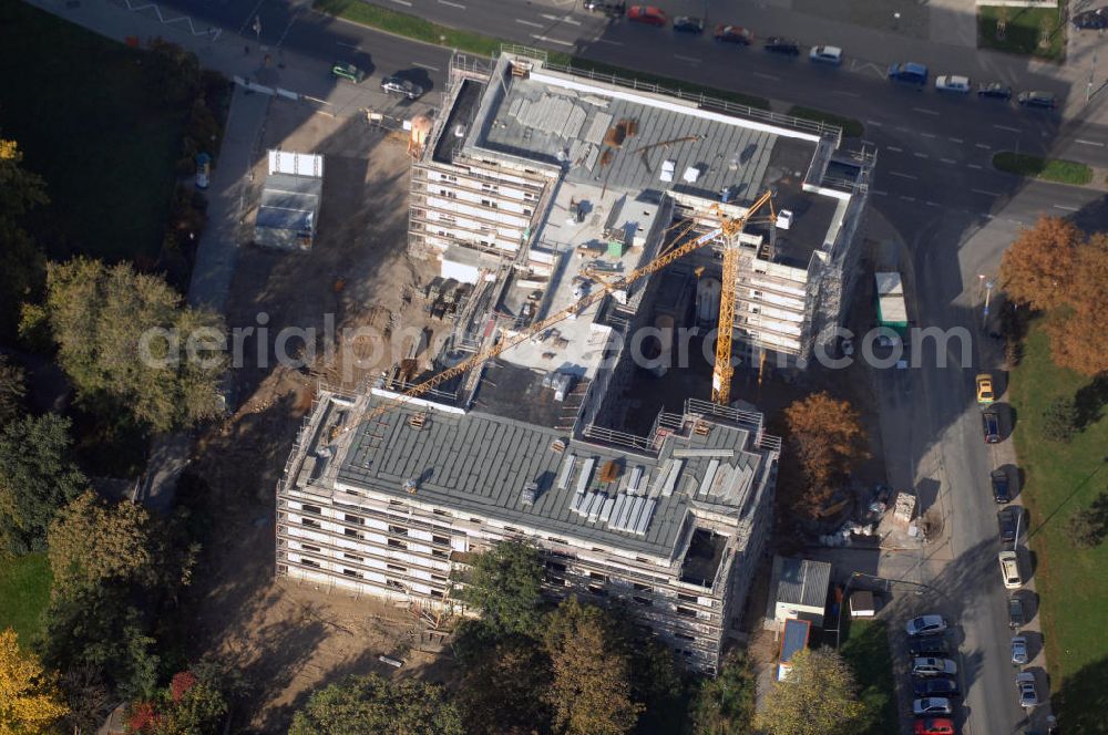 Magdeburg from above - Baustelle Vitanas Senioren Centrum Elbblick inder Jakobstrasse in Magdeburg. Die Fertigstellung ist für den Frühsommer 2008 bestimmt. Adresse: Jakobstraße 20, 39104 Magdeburg, Kontakt: Vitanas GmbH & Co. KGaA, Aroser Allee 68, 13407 Berlin Tel. 030 45605-0, Fax: 030 45605-151, E-Mail: info@vitanas.de,