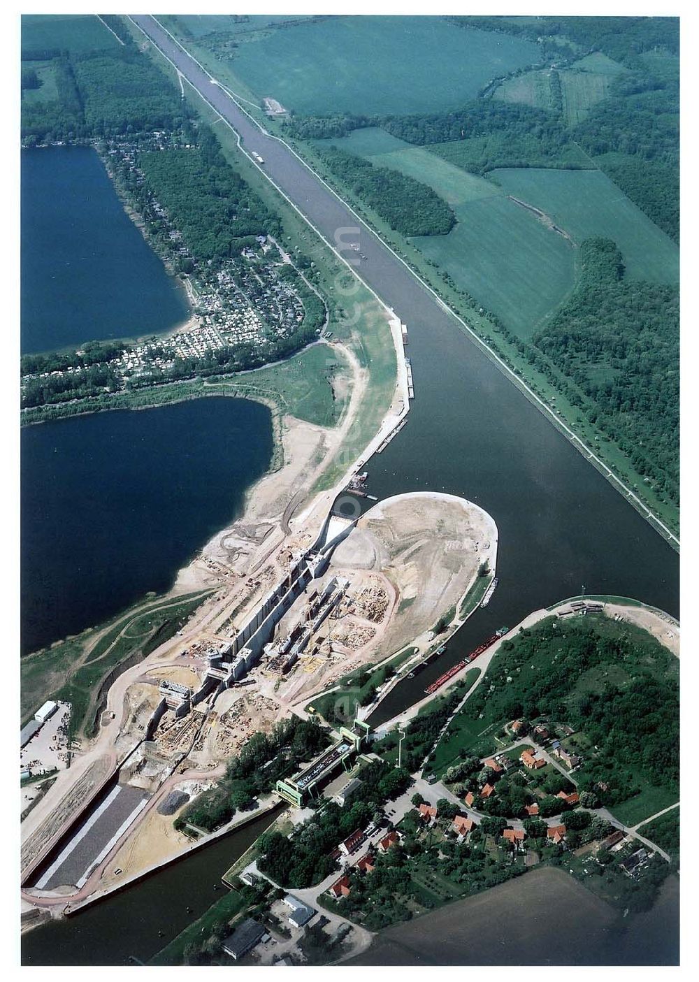 Aerial image Rothensee - Baustelle am Wasserstraßenkreuz Magdeburg bei Rothensee.