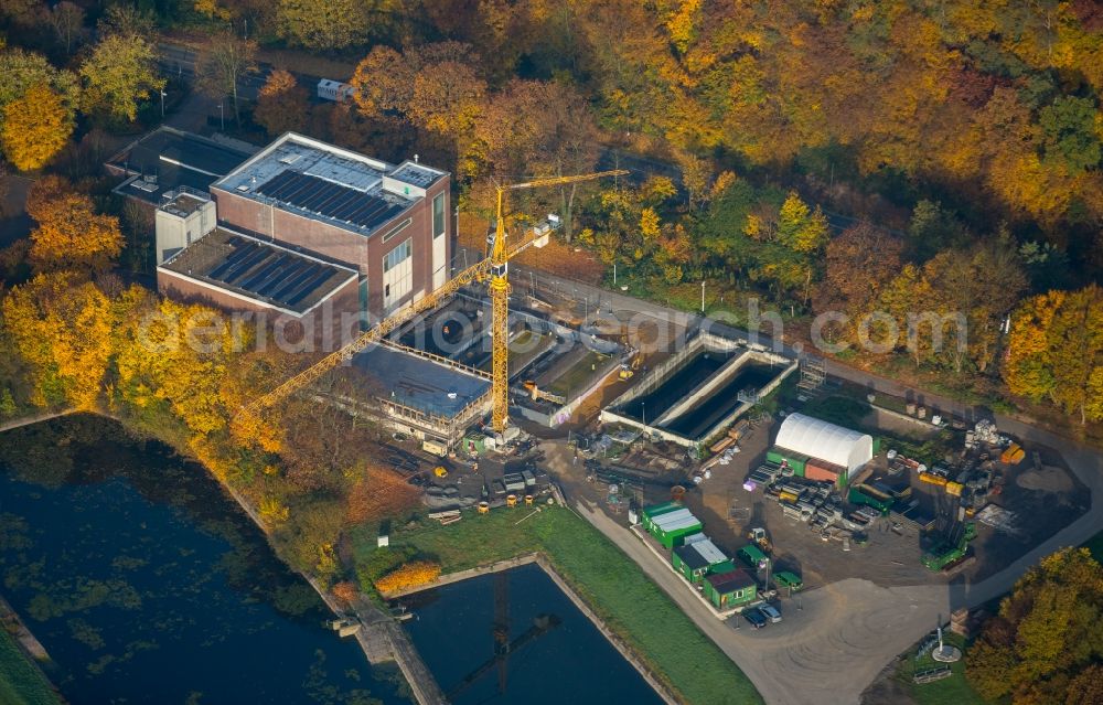 Aerial image Witten - Construction site at the water works and sewage plant Westfalen in the Southwest of Witten in the state of North Rhine-Westphalia