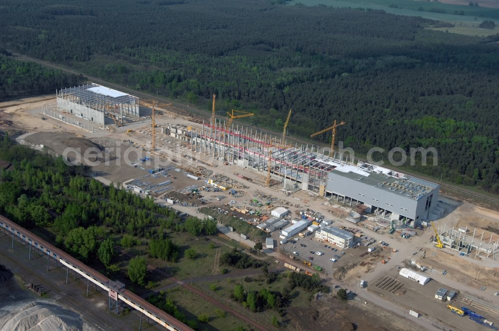 Aerial image Eisenhüttenstadt - View at the premises of the factory for corrugated base paper Propapier PM2 GmbH factory in Eisenhuettenstadt in Brandenburg