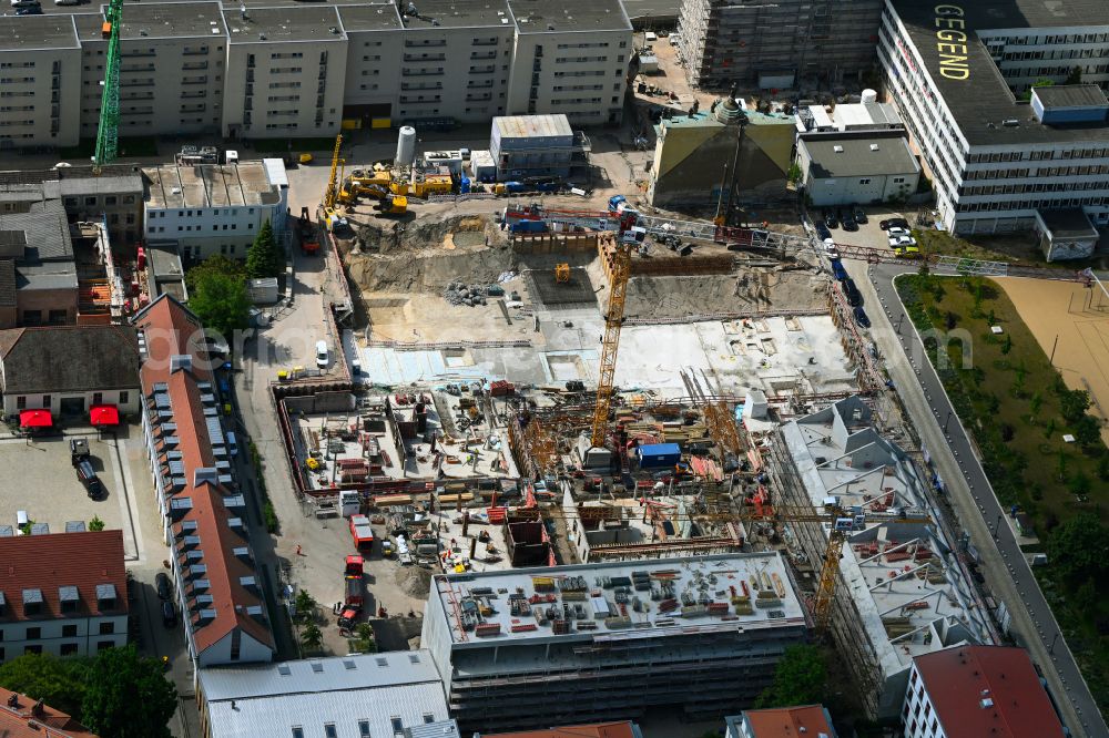 Aerial photograph Potsdam - Construction site for the new residential and commercial building quarter along the art and creative quarter Alte Feuerwache on Spornstrasse in the district Noerdliche Innenstadt in Potsdam in the state Brandenburg, Germany