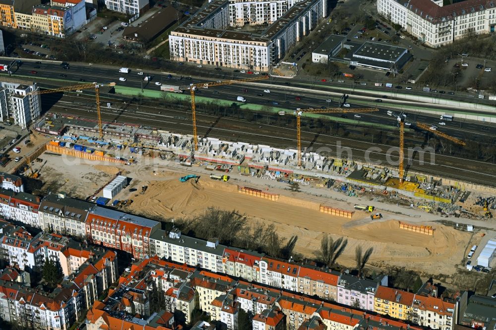 Aerial image Berlin - Construction site to build a new multi-family residential complex Friedenauer Hoehe in the district Wilmersdorf in Berlin, Germany