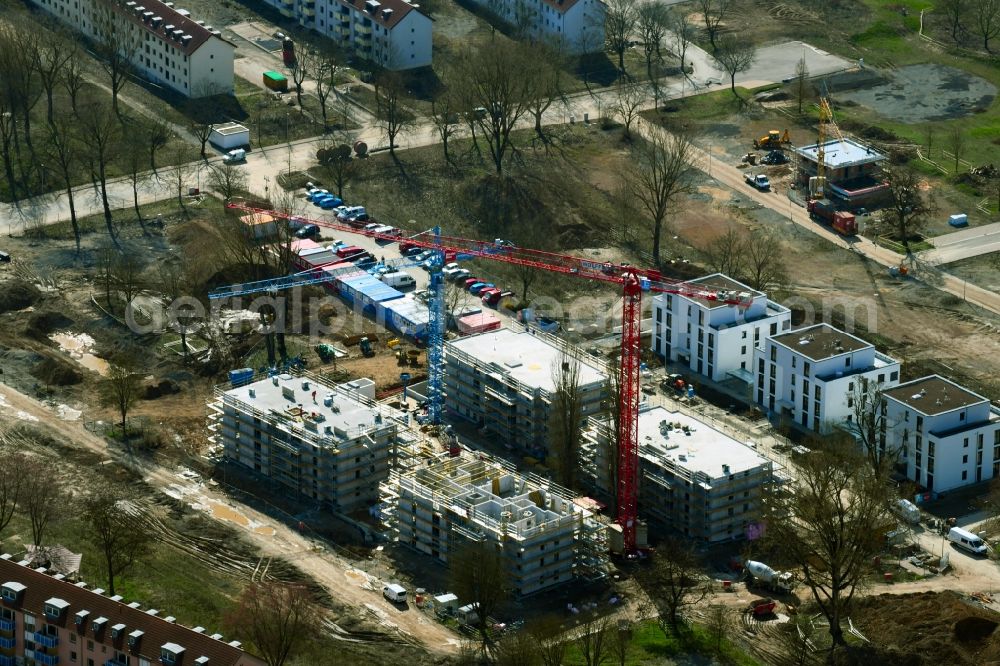 Schweinfurt from the bird's eye view: Residential construction site with multi-family housing development Living@Manor on the Anna-Weichsel-Strasse in the district Bellevue in Schweinfurt in the state Bavaria, Germany