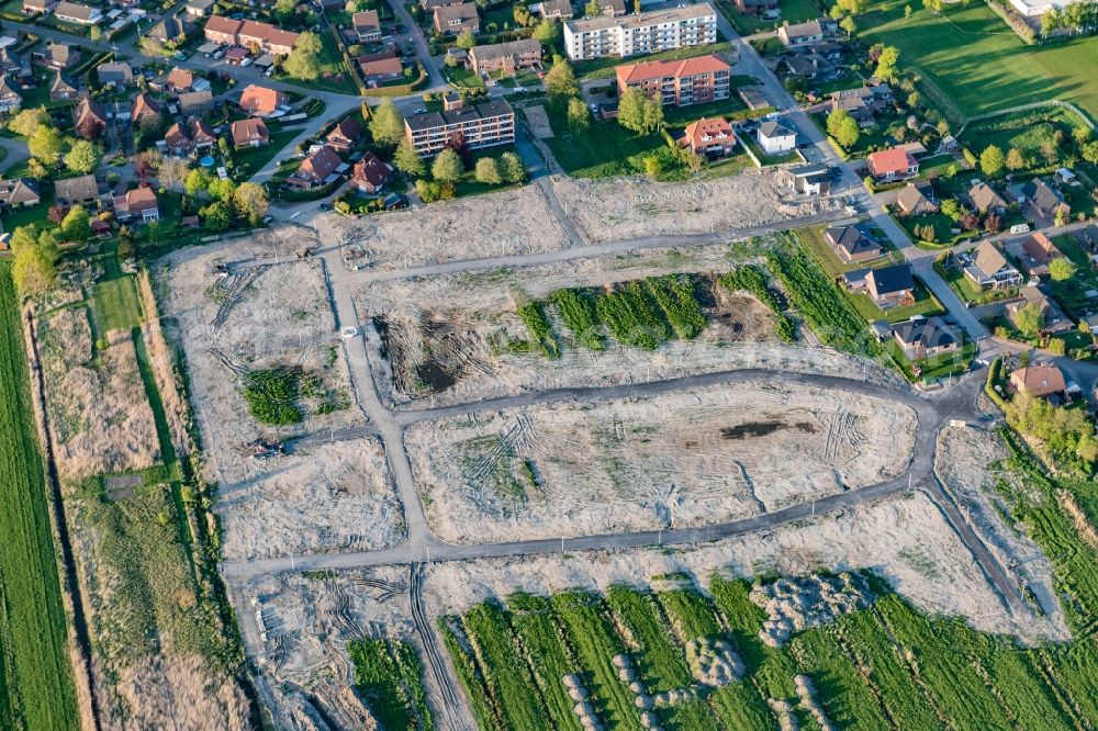 Aerial image Drochtersen - Construction site residential area of a??a??a multi-family and single-family housing estate Kehdinger Heimat in Drochtersen in the state Lower Saxony, Germany