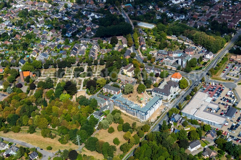 Aerial photograph Moers - Residential construction site with multi-family housing development- at Albert-Altwicker-Strasse in Moers in the state North Rhine-Westphalia, Germany