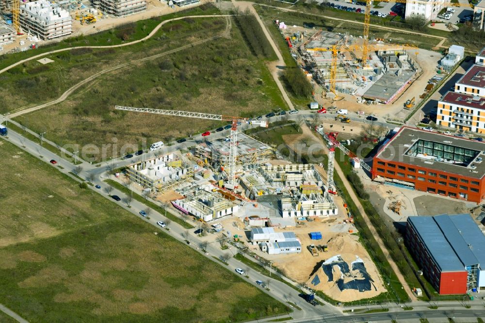 Aerial photograph Schönefeld - Residential construction site with multi-family housing development- on the Alfred-Doeblin-Allee -Theodor-Fontane-Allee in the district Schoenefeld in Schoenefeld in the state Brandenburg, Germany