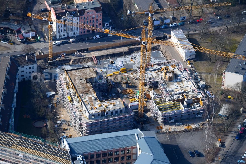 Aerial image Berlin - Residential construction site with multi-family housing development- on the Alte Kaulsdorfer Strasse in the district Koepenick in Berlin, Germany