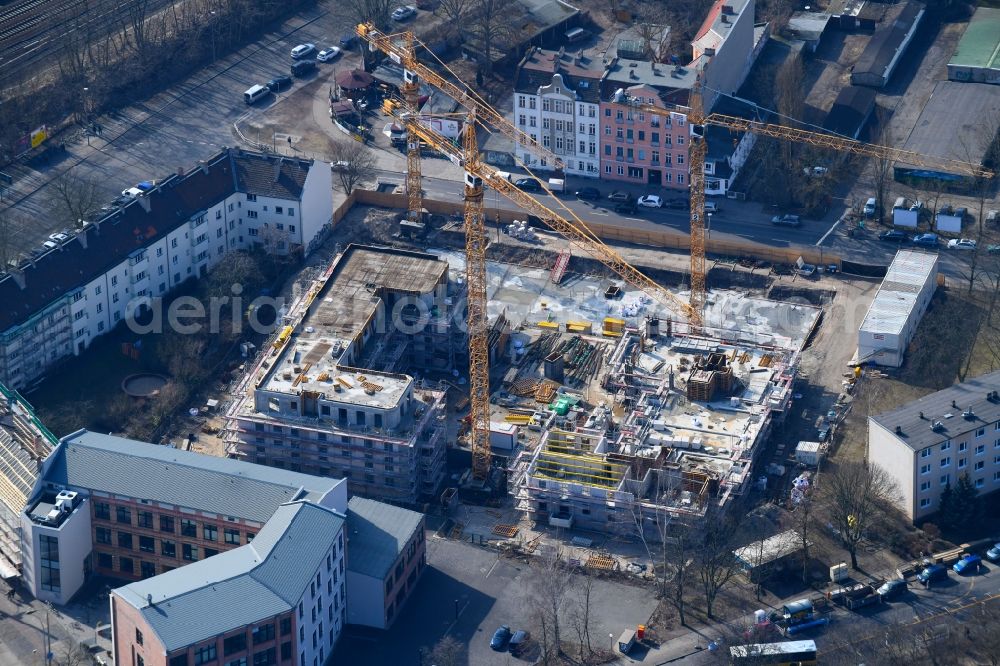 Berlin from above - Residential construction site with multi-family housing development- on the Alte Kaulsdorfer Strasse in the district Koepenick in Berlin, Germany