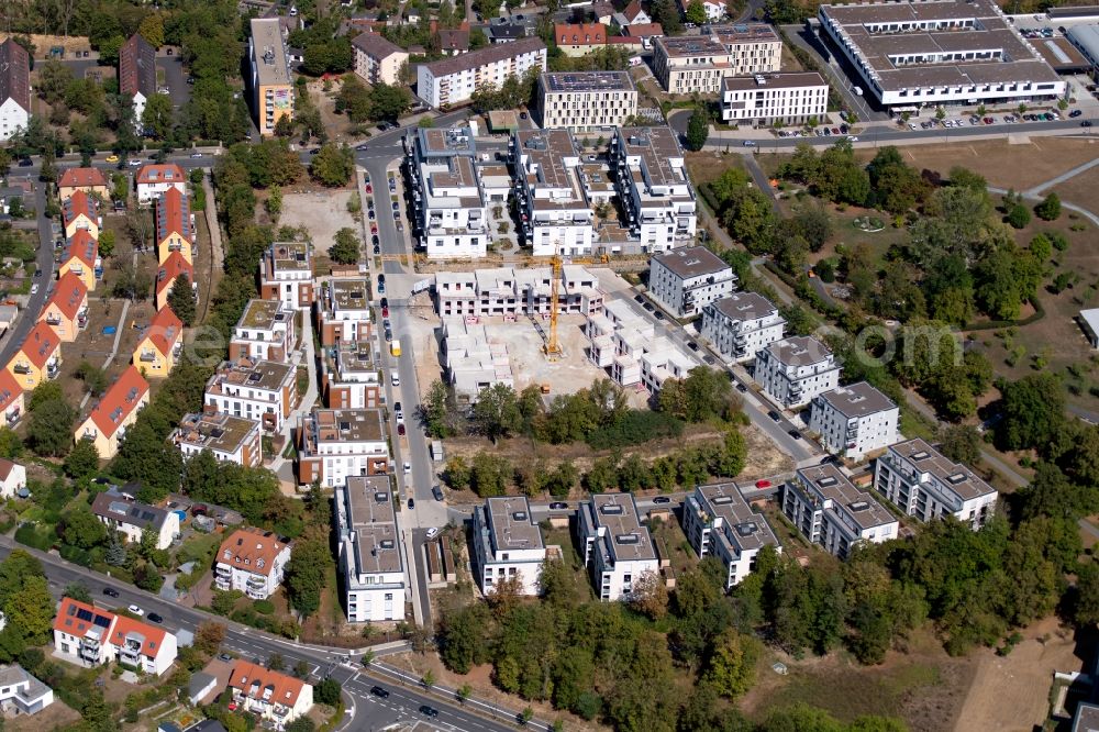 Aerial image Würzburg - Residential construction site with multi-family housing development- on the Athanasius-Kirchner-Strasse in Wuerzburg in the state Bavaria, Germany