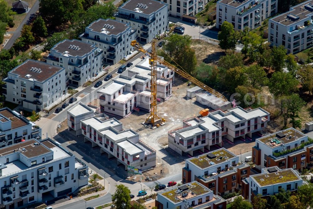 Würzburg from above - Residential construction site with multi-family housing development- on the Athanasius-Kirchner-Strasse in Wuerzburg in the state Bavaria, Germany