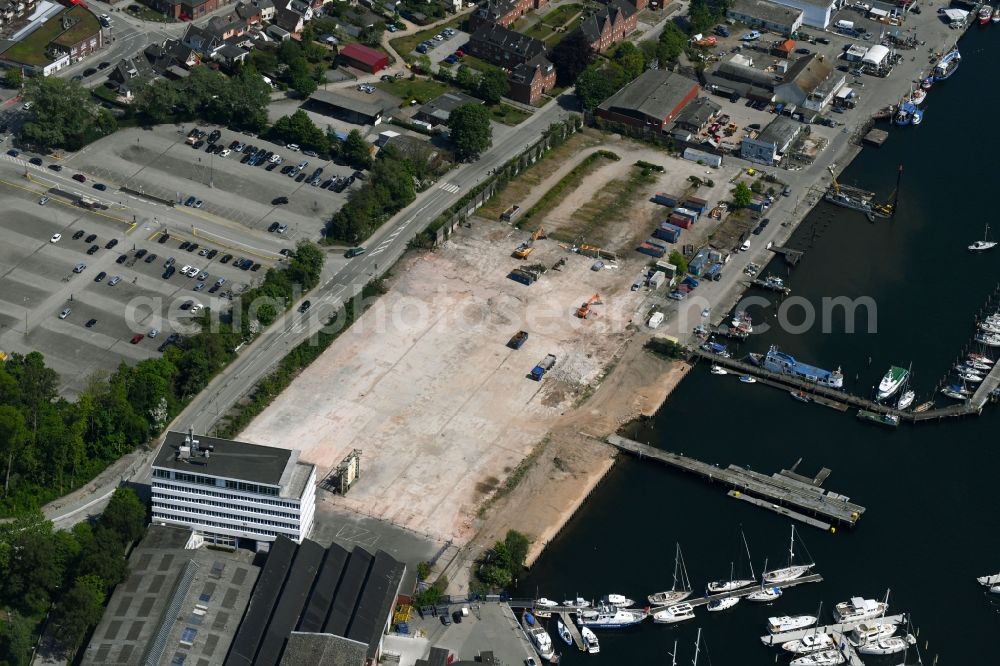 Aerial photograph Travemünde - Residential construction site with multi-family housing development- on the Auf dem Baggersand in Travemuende in the state Schleswig-Holstein, Germany