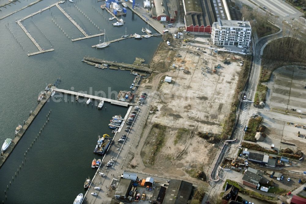 Lübeck from above - Residential construction site with multi-family housing development- on the Auf dem Baggersand in Travemuende in the state Schleswig-Holstein, Germany