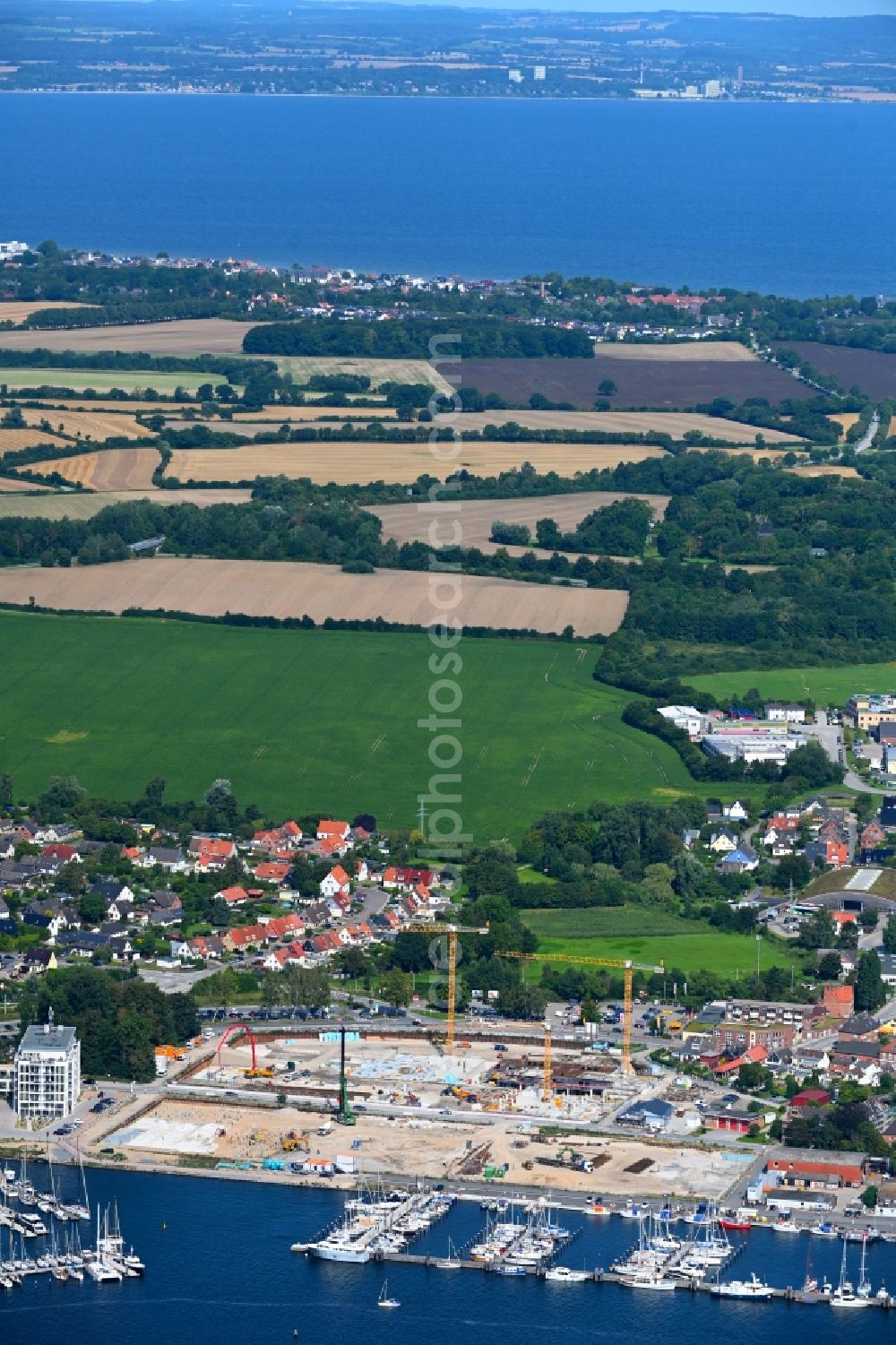 Aerial image Travemünde - Residential construction site with multi-family housing development- on the Auf dem Baggersand in Travemuende in the state Schleswig-Holstein, Germany