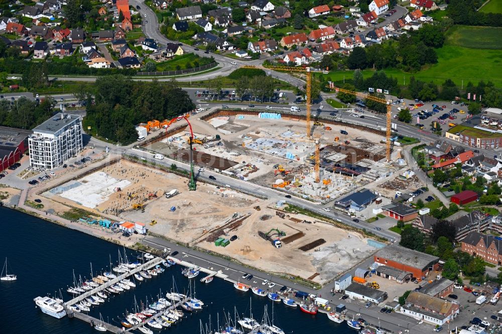 Aerial photograph Travemünde - Residential construction site with multi-family housing development- on the Auf dem Baggersand in Travemuende in the state Schleswig-Holstein, Germany