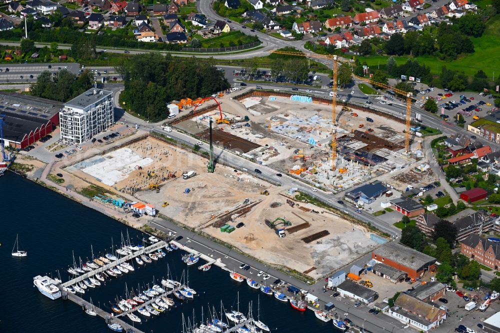 Travemünde from above - Residential construction site with multi-family housing development- on the Auf dem Baggersand in Travemuende in the state Schleswig-Holstein, Germany