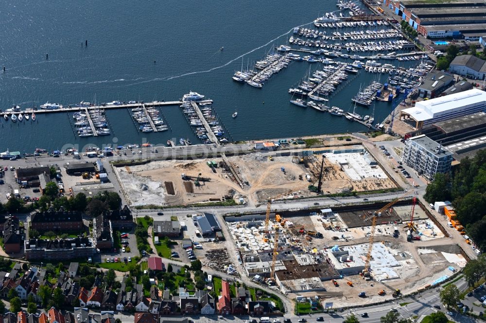 Travemünde from above - Residential construction site with multi-family housing development- on the Auf dem Baggersand in Travemuende in the state Schleswig-Holstein, Germany