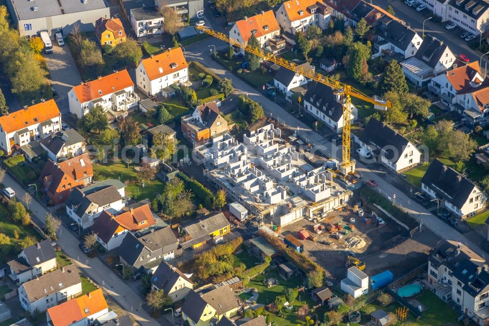 Arnsberg from above - Residential construction site with multi-family housing development- on the Barthold-Cloer-Weg in the district Neheim in Arnsberg in the state North Rhine-Westphalia, Germany