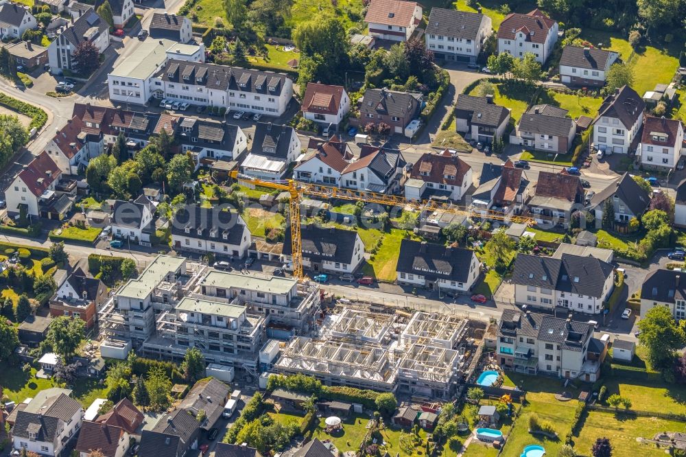 Arnsberg from above - Residential construction site with multi-family housing development- on the Barthold-Cloer-Weg in the district Neheim in Arnsberg in the state North Rhine-Westphalia, Germany