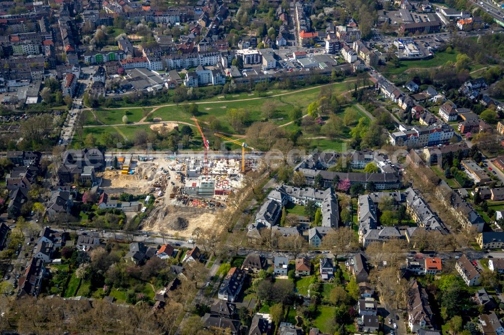 Bochum from above - Residential construction site with multi-family housing development- on the on Herderallee - Wielandstrasse - Lessingstrasse in Bochum in the state North Rhine-Westphalia, Germany