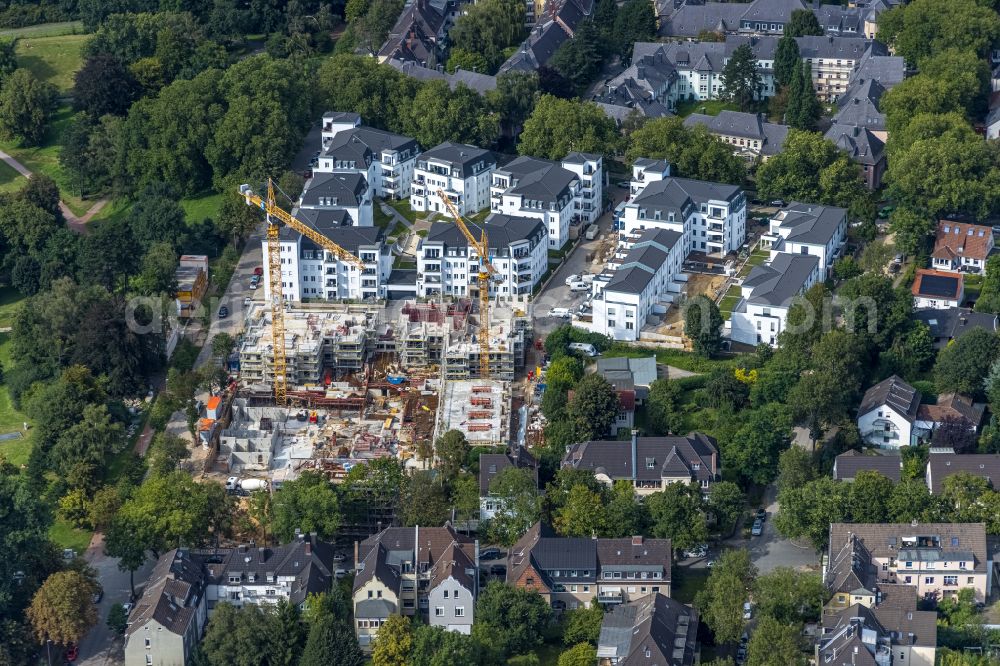 Bochum from above - Residential construction site with multi-family housing development- on the on Herderallee - Wielandstrasse - Lessingstrasse in Bochum in the state North Rhine-Westphalia, Germany