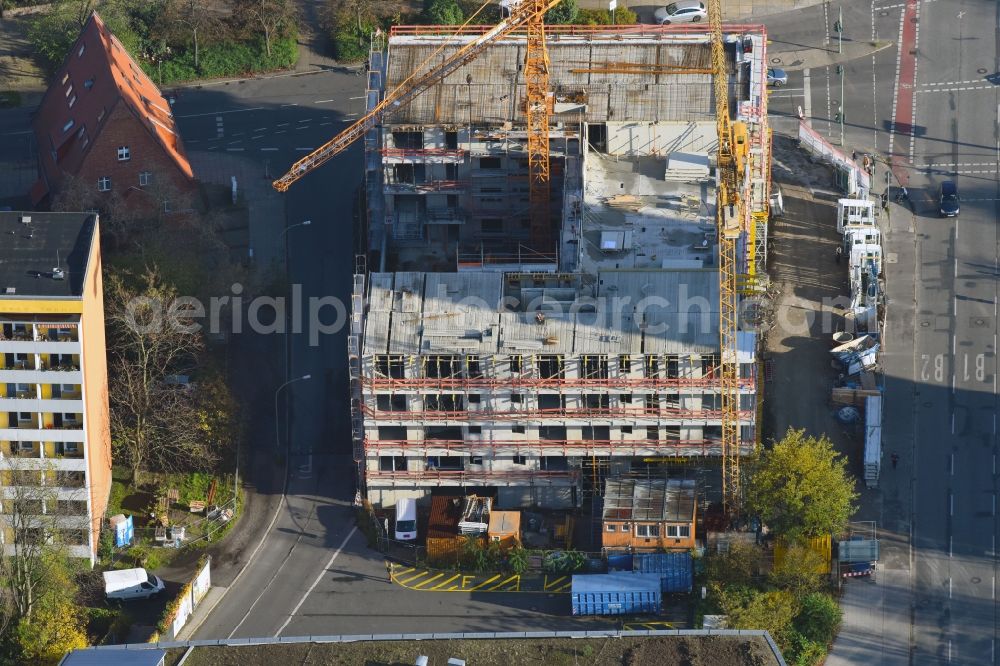 Potsdam from the bird's eye view: Residential construction site with multi-family housing development- on the on Breiten Strasse in the district Westliche Vorstadt in Potsdam in the state Brandenburg, Germany