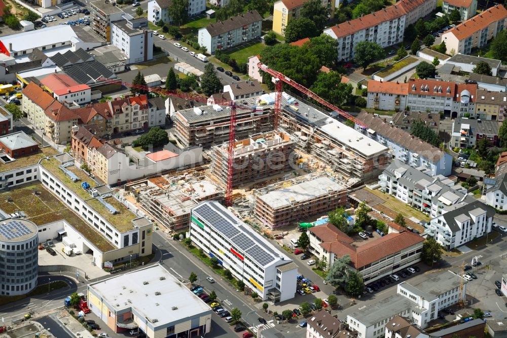 Aerial image Aschaffenburg - Residential construction site with multi-family housing development- on the Lange Strasse - Scheidmuehlweg - Bernhardstrasse in the district Damm in Aschaffenburg in the state Bavaria, Germany