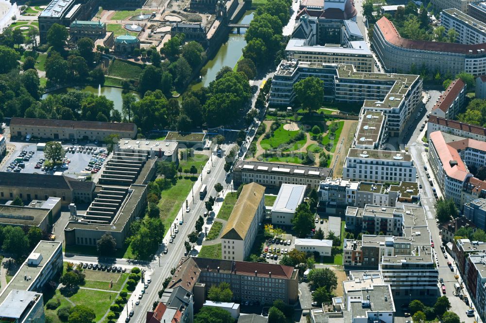 Aerial image Dresden - Residential construction site with multi-family housing development- on place Schuetzenplatz in Dresden in the state Saxony, Germany