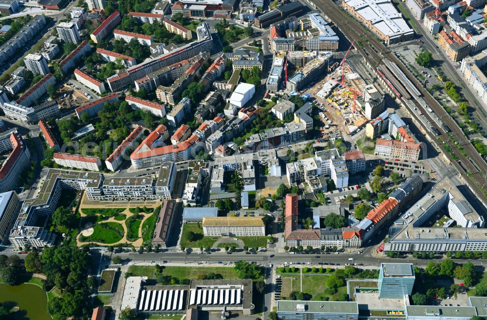 Aerial image Dresden - Residential construction site with multi-family housing development- on place Schuetzenplatz in Dresden in the state Saxony, Germany