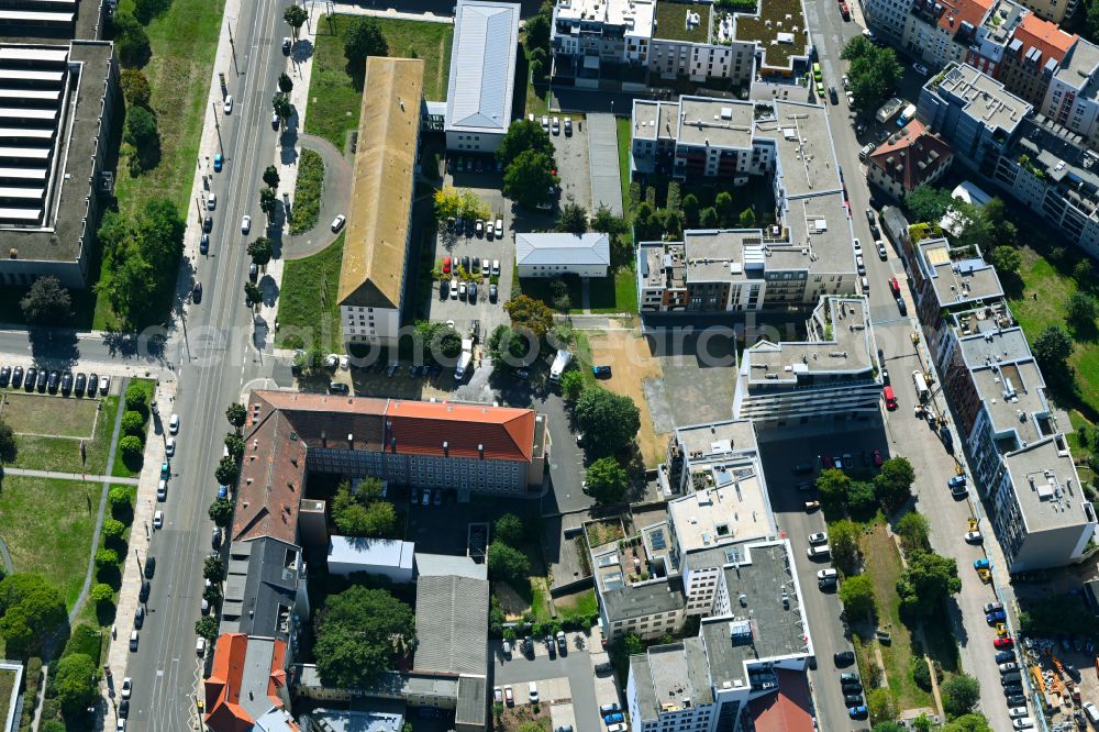 Dresden from above - Residential construction site with multi-family housing development- on place Schuetzenplatz in Dresden in the state Saxony, Germany