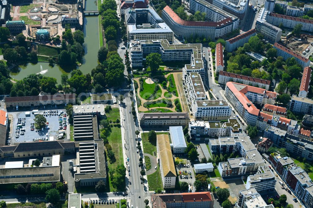 Aerial photograph Dresden - Residential construction site with multi-family housing development- on place Schuetzenplatz in Dresden in the state Saxony, Germany