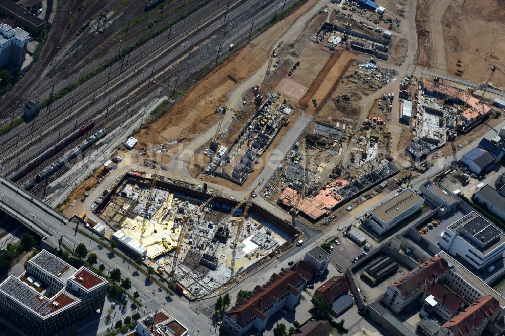 Aerial photograph Regensburg - Residential construction site with multi-family housing development- on the Das DOeRNBERG on Kumpfmuehler Strasse corner Friedrich-Niedermeyer-Strasse in the district Kumpfmuehl-Ziegetsdorf-Neupruell in Regensburg in the state Bavaria, Germany