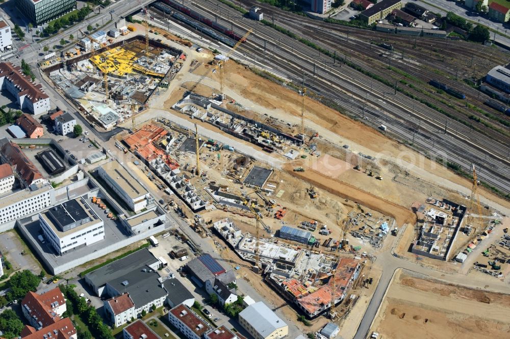 Aerial image Regensburg - Residential construction site with multi-family housing development- on the Das DOeRNBERG on Kumpfmuehler Strasse corner Friedrich-Niedermeyer-Strasse in the district Kumpfmuehl-Ziegetsdorf-Neupruell in Regensburg in the state Bavaria, Germany