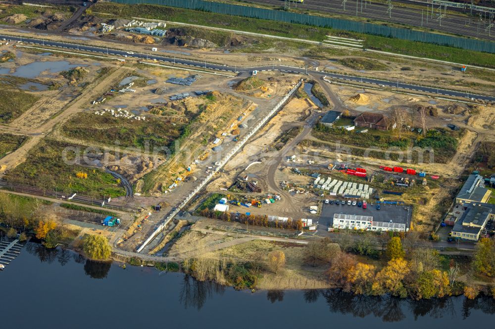 Duisburg from above - Residential construction site with multi-family housing development- Duisburger Duehnen Freiheit on street Masurenallee - Am alten Gueterbahnhof in the district Wedau in Duisburg at Ruhrgebiet in the state North Rhine-Westphalia, Germany