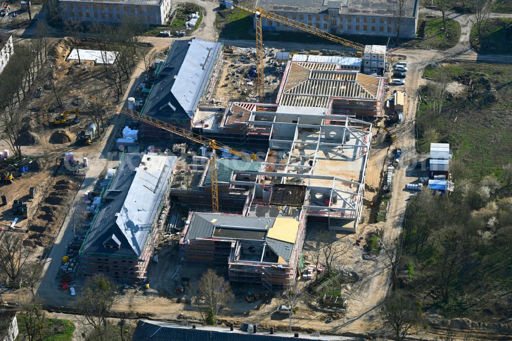 Fahrland from above - Residential construction site with multi-family housing development- on the formerly Militaer- Kaserne in Fahrland in the state Brandenburg, Germany