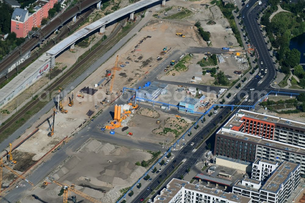 Berlin from above - Residential construction site with multi-family housing development- on the in of Europacity on Heidestrasse in the district Moabit in Berlin, Germany