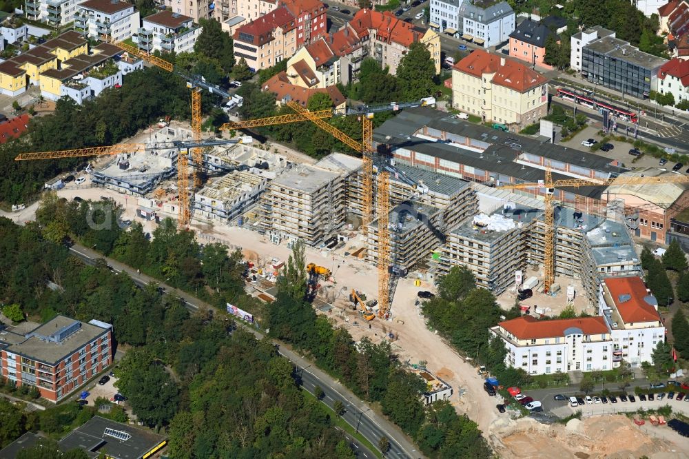 Nürnberg from above - Residential construction site with multi-family housing development- on the on Europaplatz in the district Sankt Jobst in Nuremberg in the state Bavaria, Germany