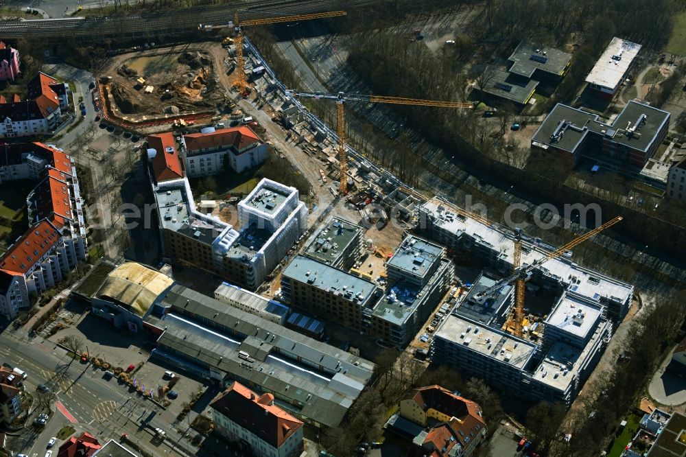 Nürnberg from above - Residential construction site with multi-family housing development- on Europaplatz in the district Sankt Jobst in Nuremberg in the state Bavaria, Germany